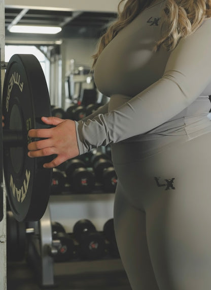 LX Women Athletic Gym Set - High waist Leggings & Long Sleeve Top